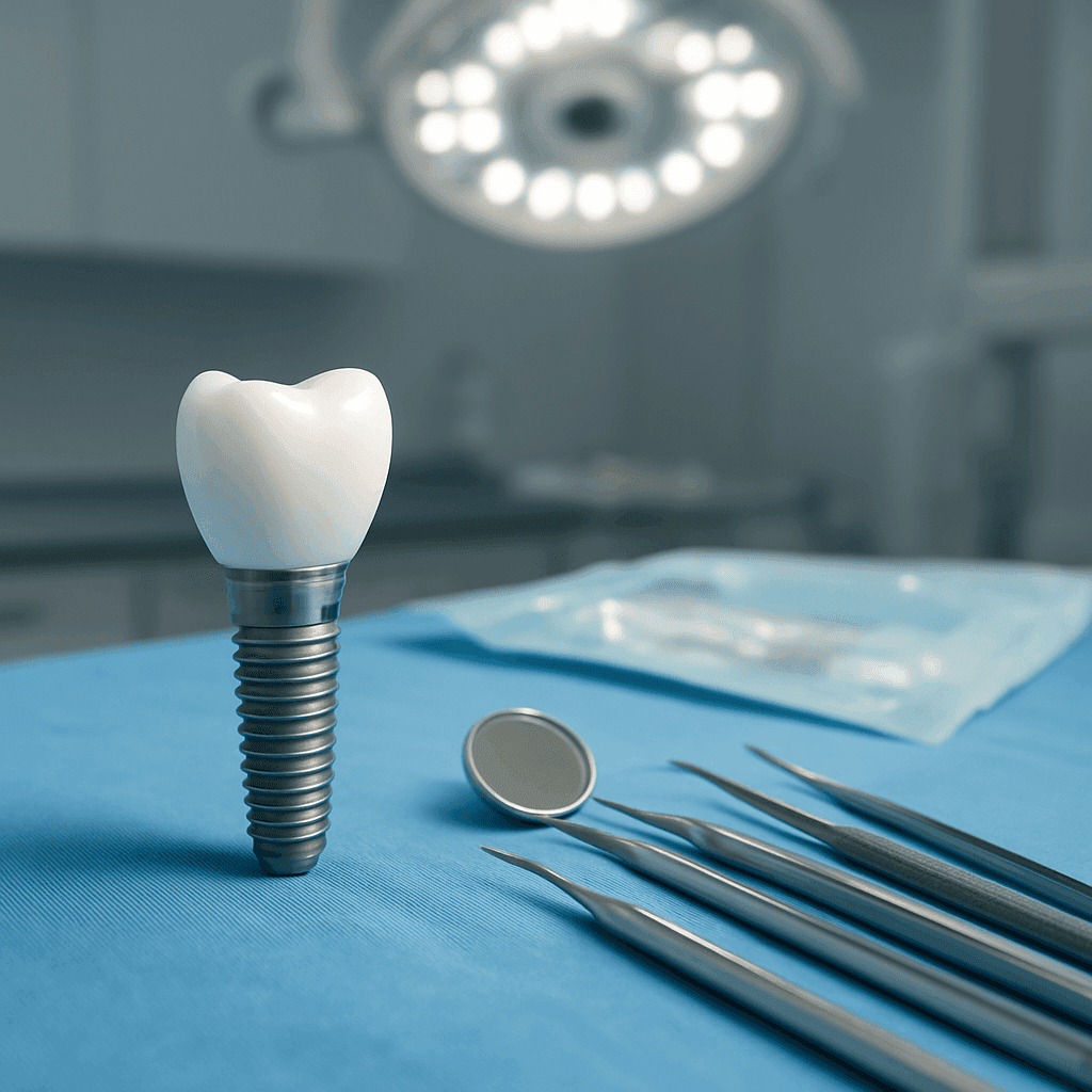 A confident patient admiring their new dental implant smile